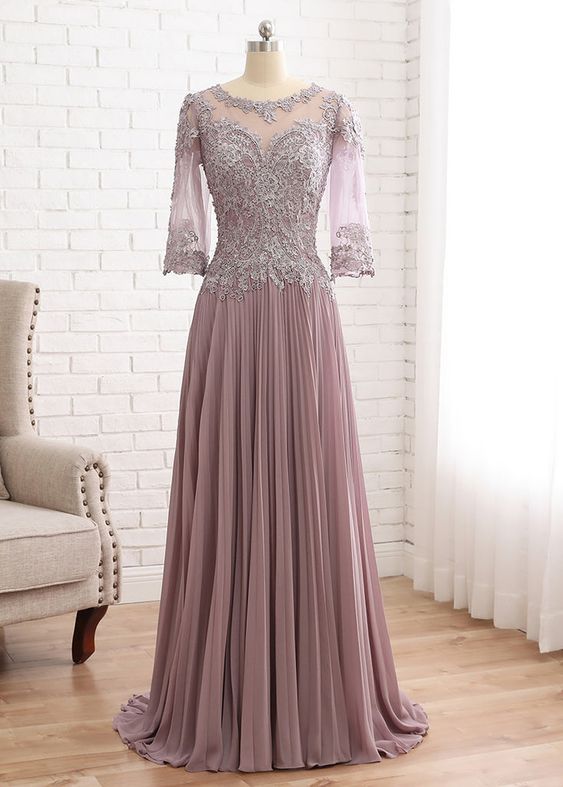 3/4 sleeve mother of the bride dress