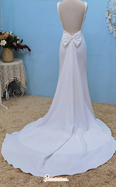 Sexy Backless Fit and Flare Summer Wedding Dress – daisystyledress