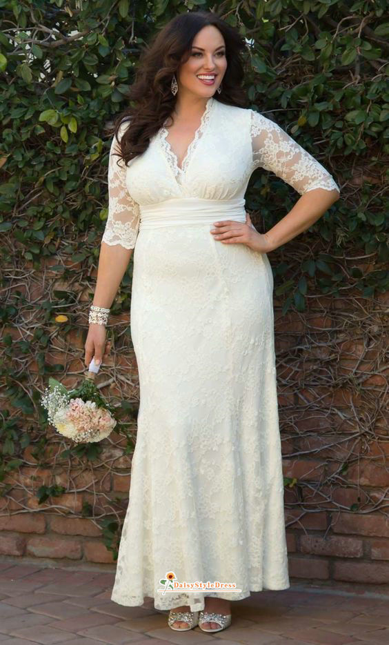 plus size lace wedding dress
