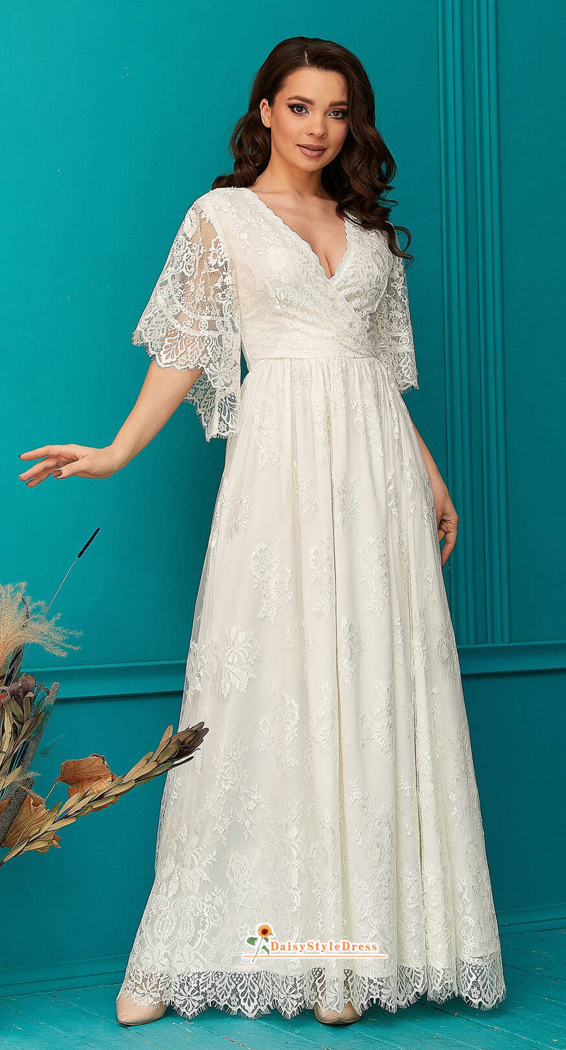 half sleeve wedding dress