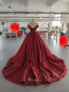 deep red wedding dress