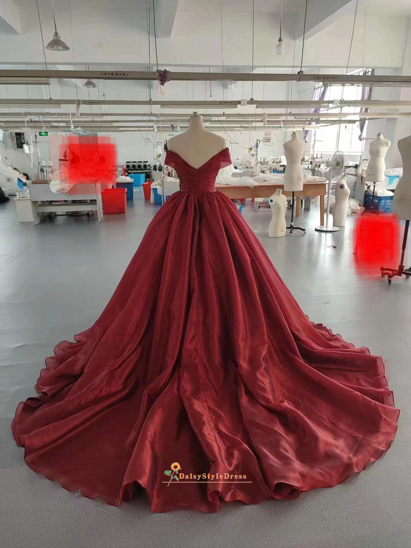 deep red wedding dress